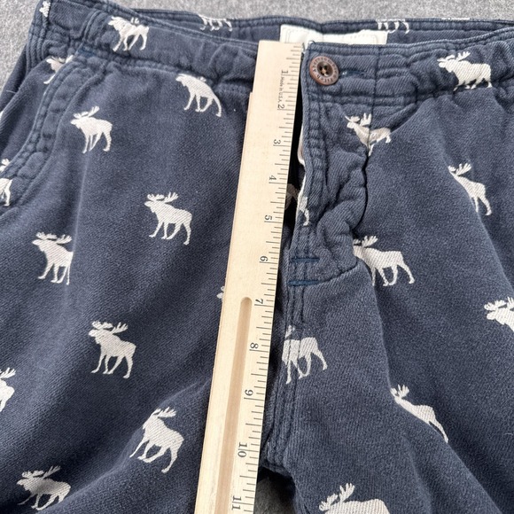Abercrombie & Fitch Moose Pants Mens Medium Navy Print Lounge Sleep Cotton - Picture 10 of 14